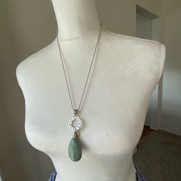 Green Aventurine Pendant long Necklace - Picture 1 of 4